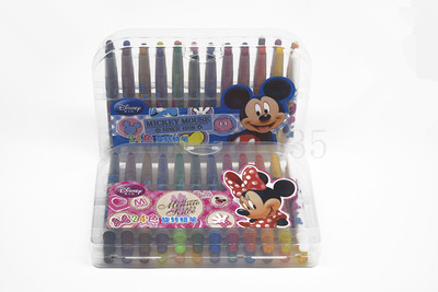 正品迪士尼24色盒装旋转蜡笔 安全不脏手的蜡笔