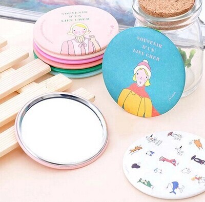 韩国LIVEWORK便携化妆迷你小镜子创意甜美可爱卡通圆形随身美容镜