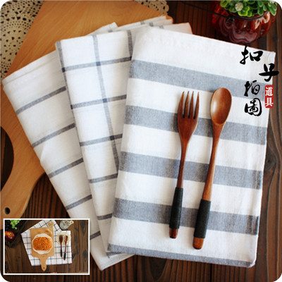 美食拍摄背景餐巾 拍照烘焙道具垫布 日式砧板盖布 格子条纹茶巾