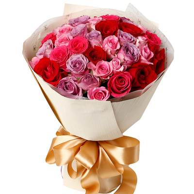 【全国送花】33朵红香槟蓝玫瑰花束花店同城鲜花速递南京重庆等