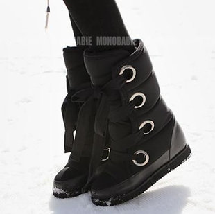 韩国代购正品女鞋14冬新款甜美保暖加绒里内增高雪地靴棉靴高筒靴