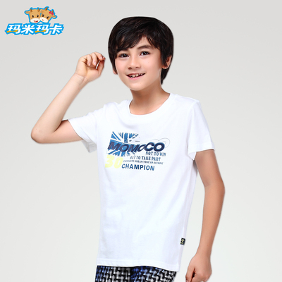 玛米玛卡童装2015夏季新款 男童纯棉圆领印花男中童短袖T恤