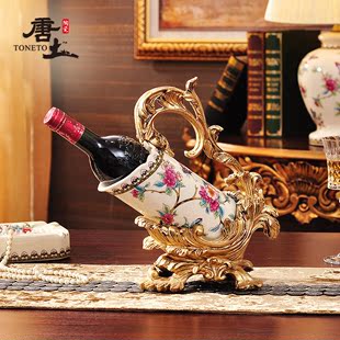 唐土陶瓷欧式红酒架 高档创意摆件装饰工艺术品树脂红酒展示架子