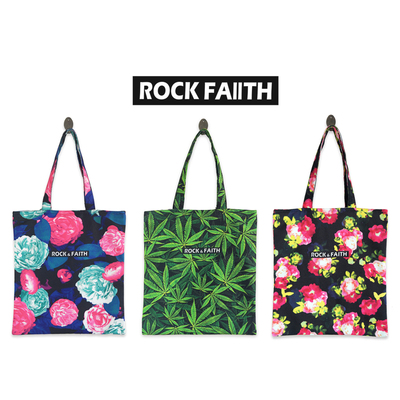 RockFaith2015新款原宿风花朵原创印花单肩包帆布袋购物袋麻叶包
