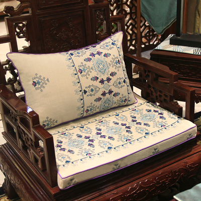 中式古典红木沙发绣花坐垫靠背实木椅垫圈椅罗汉床海绵靠垫定制