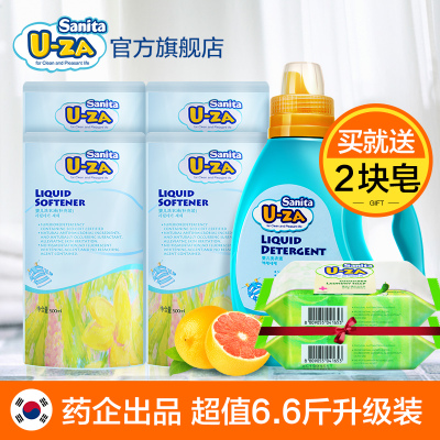 韩国U-ZA原装进口婴儿洗衣液儿童洗衣液6.6斤宝宝专用衣物清洁剂