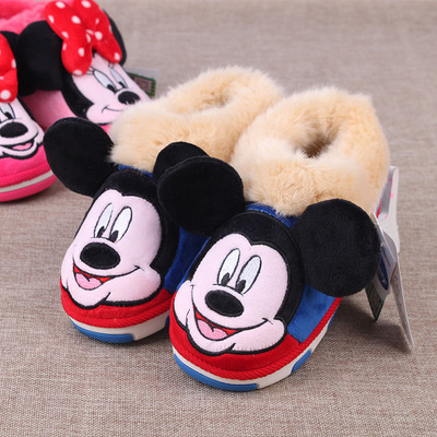 2015冬季新款迪士尼儿童棉鞋可爱卡通男童女童家居鞋保暖宝宝棉鞋