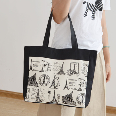 创意卡通印花单肩女帆布包购物袋女韩版潮手提书袋大学生小清新包
