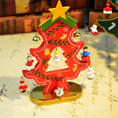 木质摆件新款DIY桌面摆件 节日礼品创意复古木制工艺装饰品圣诞树