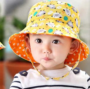宝宝帽子春季新款 儿童遮阳帽太阳帽大帽檐 夏婴儿帽男女韩版