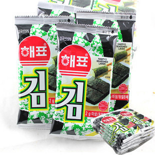 韩国进口零食 韩国海苔 海飘海苔即食烤紫菜 海苔20g