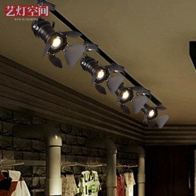 LED明装背景墙现代复古轨道灯美式cob工业个性服装店射灯导轨灯