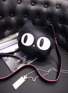 2016新款潮女包可爱卡通眼睛猫咪MINI撞色单肩斜跨包小巧玲珑包包