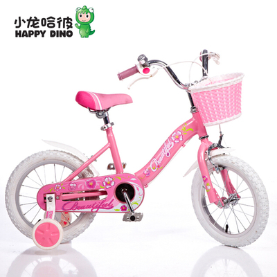 正品小龙哈彼14寸儿童自行车女生脚踏车LG1428Q粉红色公主款