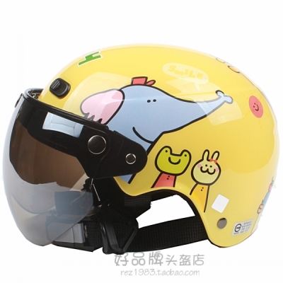 包邮！台湾进口 华泰 正版 动物乐园 黄色 电动摩托车儿童头盔