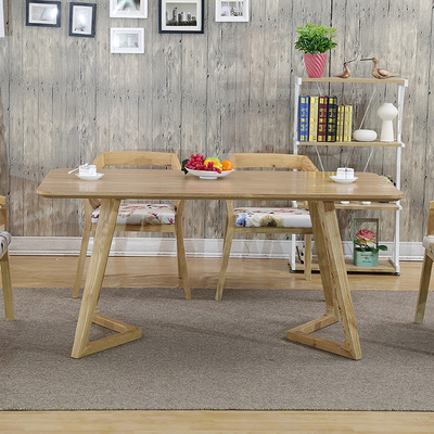原木餐桌 北欧/宜家 餐桌椅组合 长方形小户型饭桌 餐桌椅组合6人