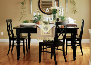HH美式乡村实木餐桌 实木长餐台 餐桌椅 水曲柳实木餐厅 美式家具