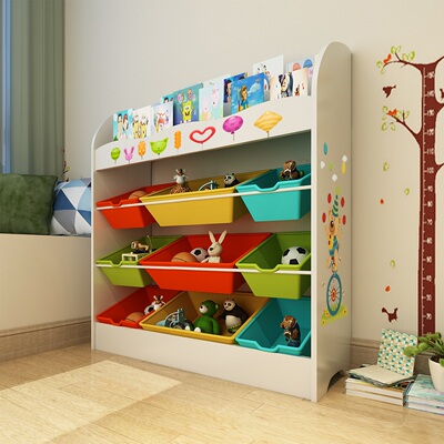 诺译儿童玩具收纳架宝宝绘本书架置物架幼儿园储物柜整理收纳箱