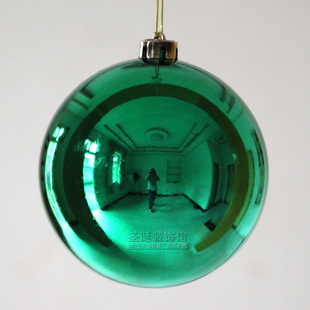圣诞装饰品 节日挂饰 中庭吊饰 12cm绿色亮光球 金色大号圣诞球