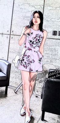 ◆ASM2014S/S◆夏季淡雅紫印花 完美显瘦版型裙裤式jumpsuit现货