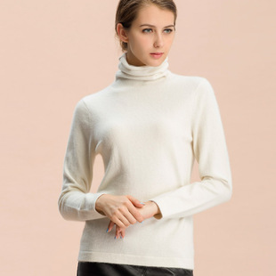 100%纯山羊绒衫 2015秋冬新款女装高领修身套头短款纯色针织毛衣
