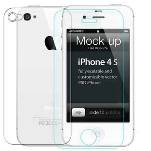 iphone苹果4/4S/5/5S前后双面/两面手机防爆钢化玻璃屏幕保护贴膜