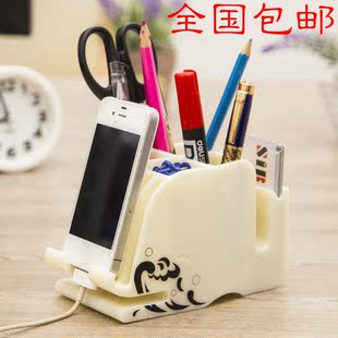 韩创意笔筒包邮手机支架笔桶盒时尚个性办公用品生日教师节礼物