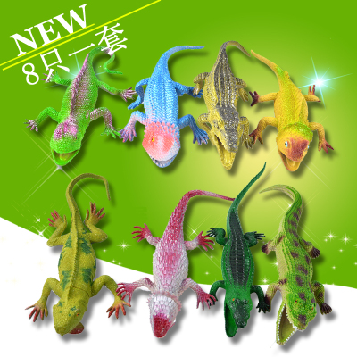 鳄鱼蜥蜴壁虎变色龙巨蜥爬行类儿童玩具仿真逼真认知动物模型套装