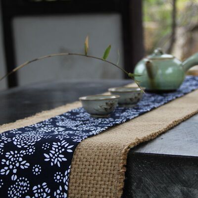 泉帛进口粗麻布艺茶席现代中式桌旗干泡茶道茶巾手工禅意茶垫桌布