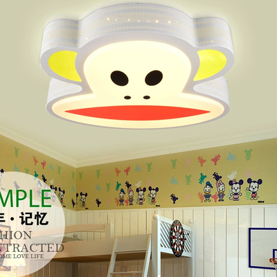 儿童房大嘴猴led吸顶灯饰LED三色智能变光创意卡通灯客厅灯具包邮