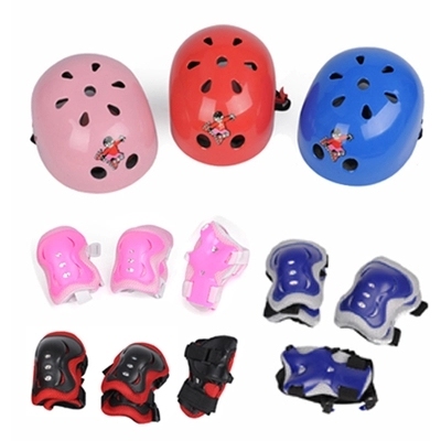 儿童轮滑头盔 旱冰溜冰鞋护具套装 滑板车护具 自行车护膝7件套装