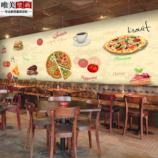 pizza披萨壁纸商用比萨蛋糕汉堡面包店墙纸休闲咖啡餐厅大型壁画