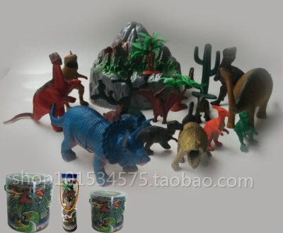 恐龙玩具 侏罗纪公园仿真动物模型霸王龙模型 套装  桶装益智玩具