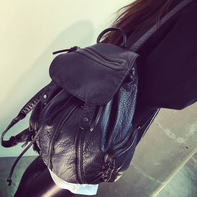 新款韩版质感水洗皮双肩包女潮大容量软pu休闲旅行背包学院风书包