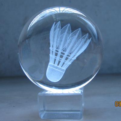 优质水晶球摆件羽毛球比赛奖品聚会纪念内雕送客户生日礼物男友