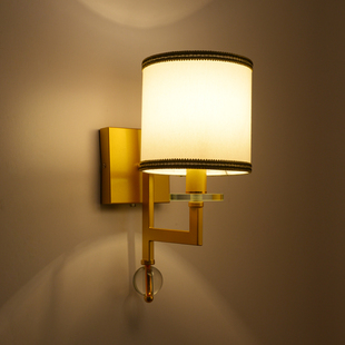 新中式水晶壁灯床头卧室客厅 现代简约创意温馨仿古灯具过道铁艺