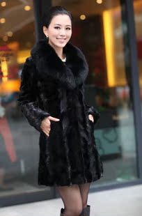 2015冬装新款女士皮草外套中长款妈妈装大衣中老年大码加厚仿中年