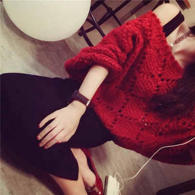 2016韩版秋冬季新款品牌女装红色两件套连衣裙中长款修身大码显瘦