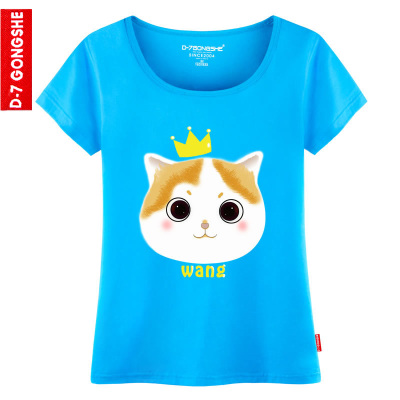 第七公社 2015夏季新款韩版可爱卡通小猫短袖恤衫印花T恤女修身