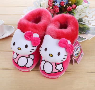 正品Hello Kitty凯蒂猫女款冬季居家保暖包跟棉拖鞋女士立体卡通