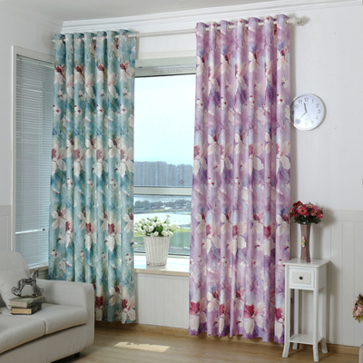 中式窗帘成品紫色提花落地窗客厅卧室蓝色加厚窗帘定制特价