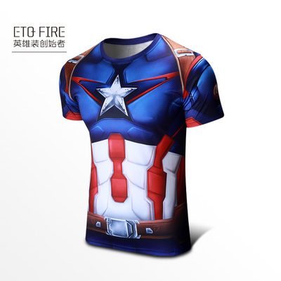 美国队长t恤 男士短袖 动漫运动休闲 etqfire英雄装 T014001