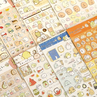 日本角落生物韩国文具手帐日记装饰烫金卡通动物西瓜纸质贴纸贴画