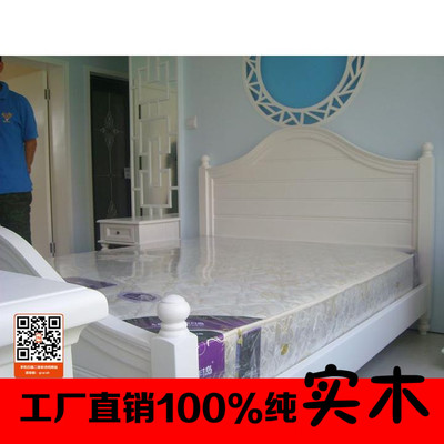 欧式田园双人床韩式简约白色橡木1.5米1.8米双人床单人床厂家定做