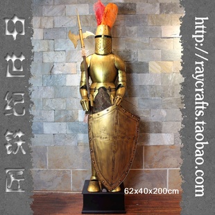 欧式酒吧骑士摆件/中世纪盔甲铁人雕塑/古罗马武士摆设/2m特价