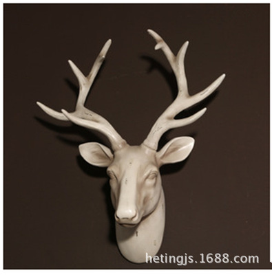 厂家直销 美式乡村动物鹿头壁挂 创意家居树脂工艺品 鹿头墙饰