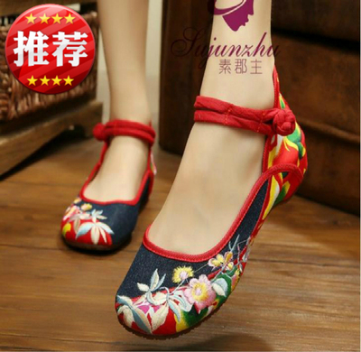 老北京布鞋女鞋花布鞋民族风广场舞蹈鞋汉服鞋妈妈单鞋结婚鞋子