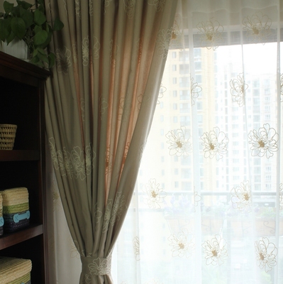 美式法式乡村 棉麻刺绣大花 窗帘 布帘 客厅卧室 可定制