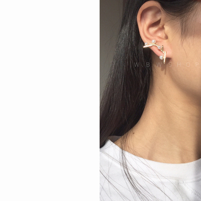 WBW Earrings HM cos日韩国简约珍珠百搭时尚气质树枝造型耳钉 女