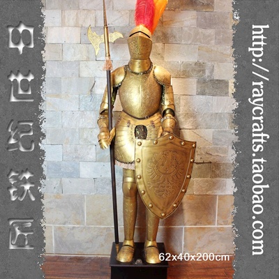 欧式酒吧装饰/欧洲中世纪盔甲骑士武士斧头/罗马摆饰家居摆件2米